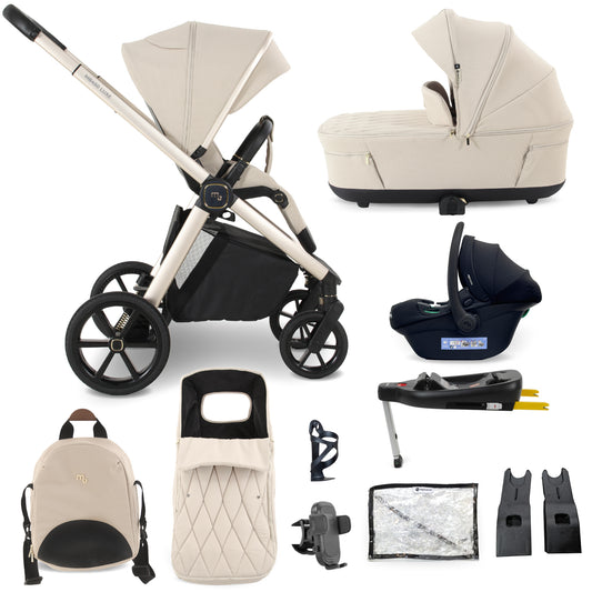 My Babiie MB450 LUXE 3-in-1 Travel System with Base - Feather Pre Order Mid October Delivery
