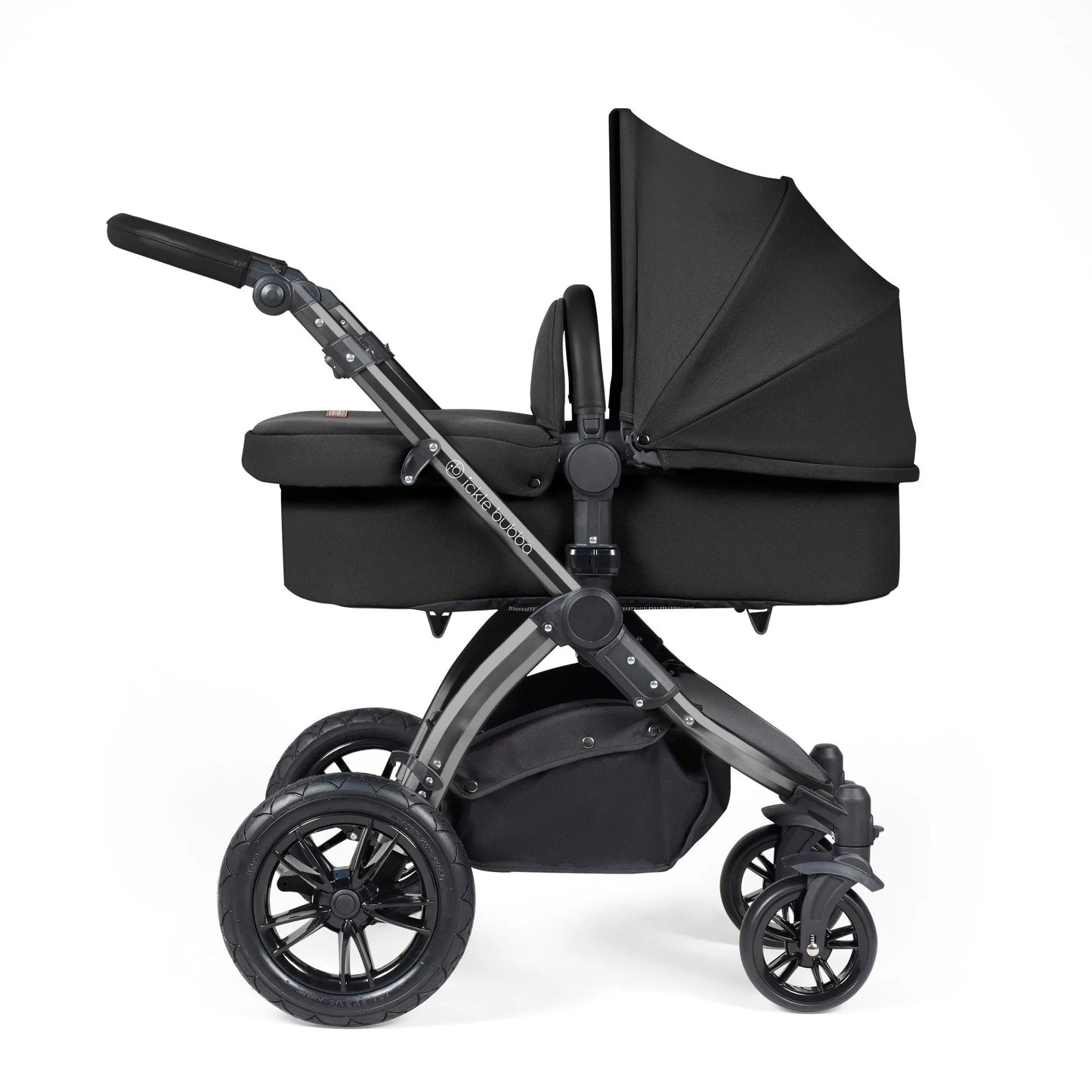 Ickle bubba Stomp Luxe All in One Premium i-Size Travel System with ISOFIX Base *Midnight - Black handle