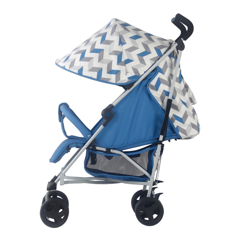 My Babiie  - My Babiie Blue and Grey Chevron Lightweight Stroller