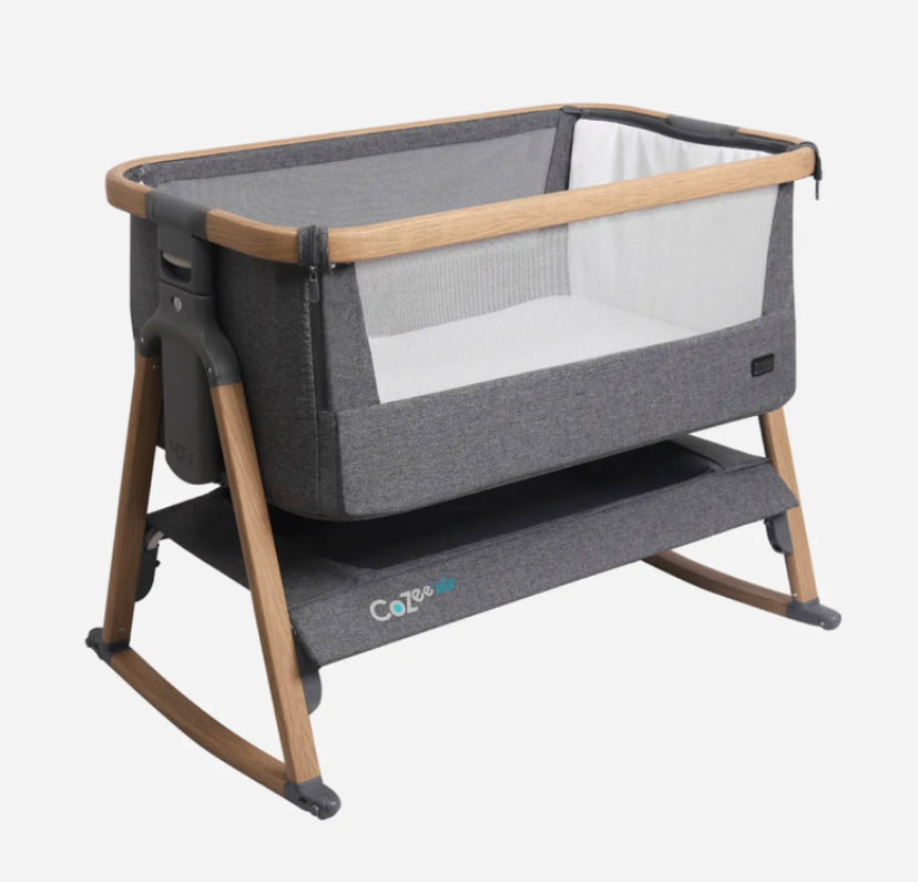 Tutti Bambini CoZee® Air Bedside Crib - Oak and Charcoal