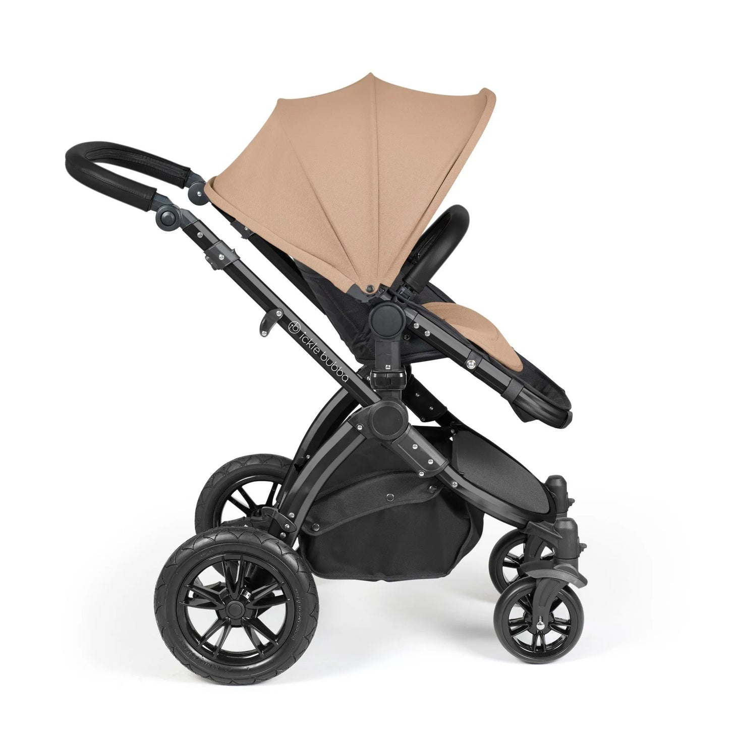 Ickle bubba Stomp Luxe All in One Premium i-Size Travel System with ISOFIX Base *Desert  - Black handle