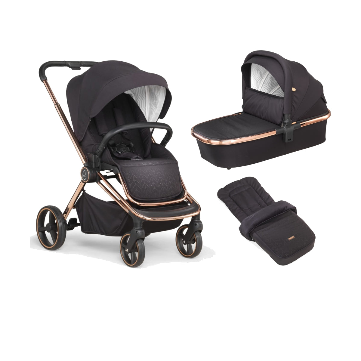 Mee-Go Pure 2in1 Pram System With Rose Gold Chassis-Dusty Rose