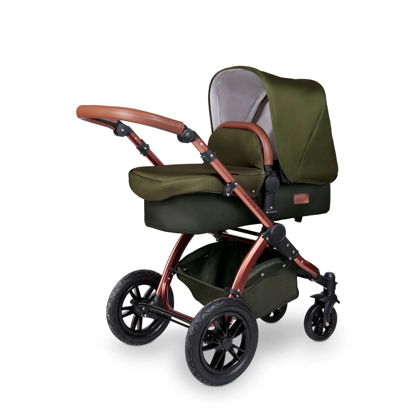 Stomp V4 All in One Travel System With galaxy car seat and  Isofix Base - Woodland/Bronze