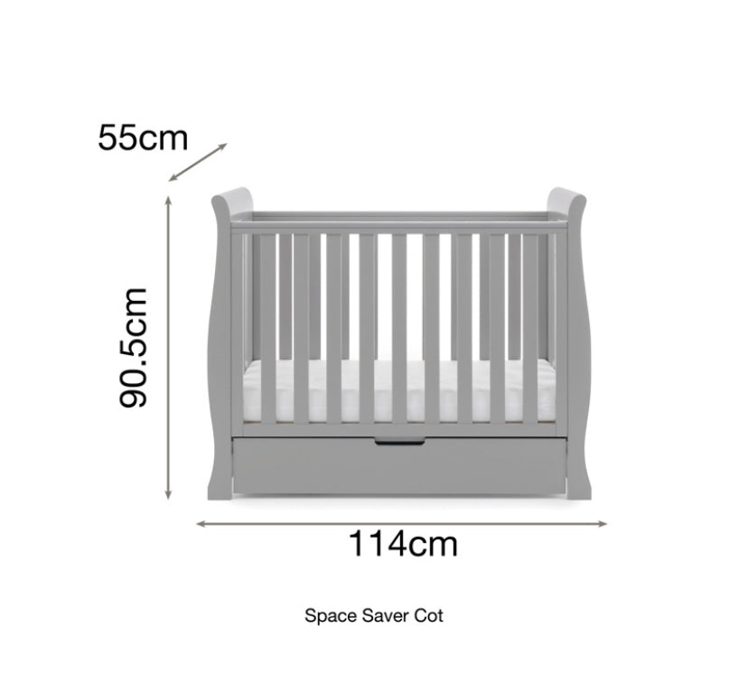 Obaby Stamford Space Saver Cot - Warm Grey