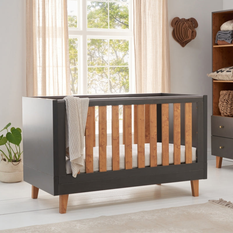 Tutti Bambini Como Cot Bed-  Slate Grey/ Rosewood