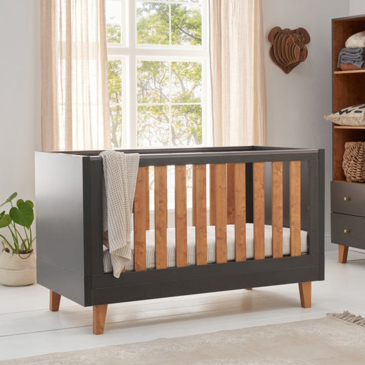 Tutti Bambini Como Cot Bed-  Slate Grey/ Rosewood