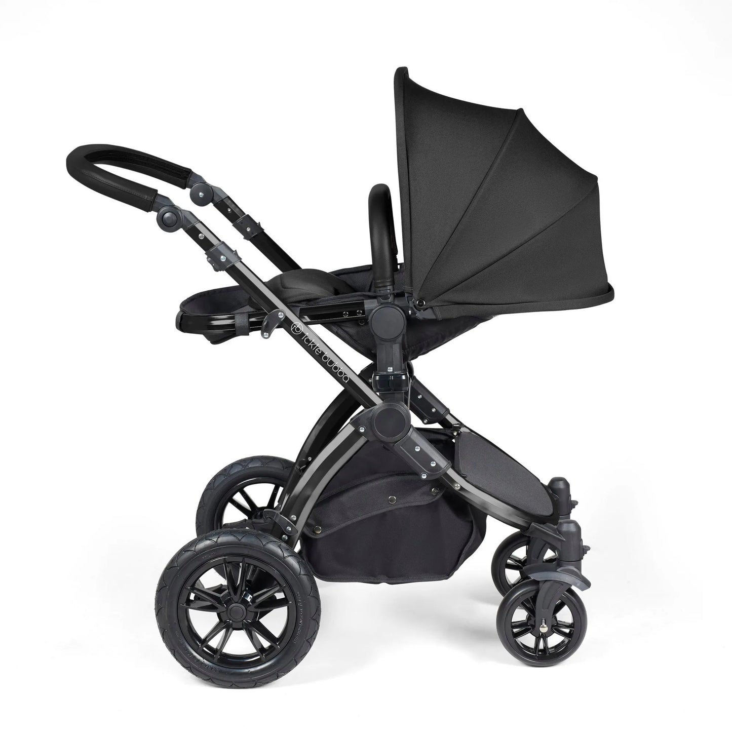 Ickle bubba Stomp Luxe All in One Premium i-Size Travel System with ISOFIX Base *Midnight - Black handle