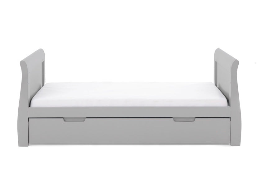 Obaby Stamford Classic Sleigh Cot Bed With Drawer - Warm Grey