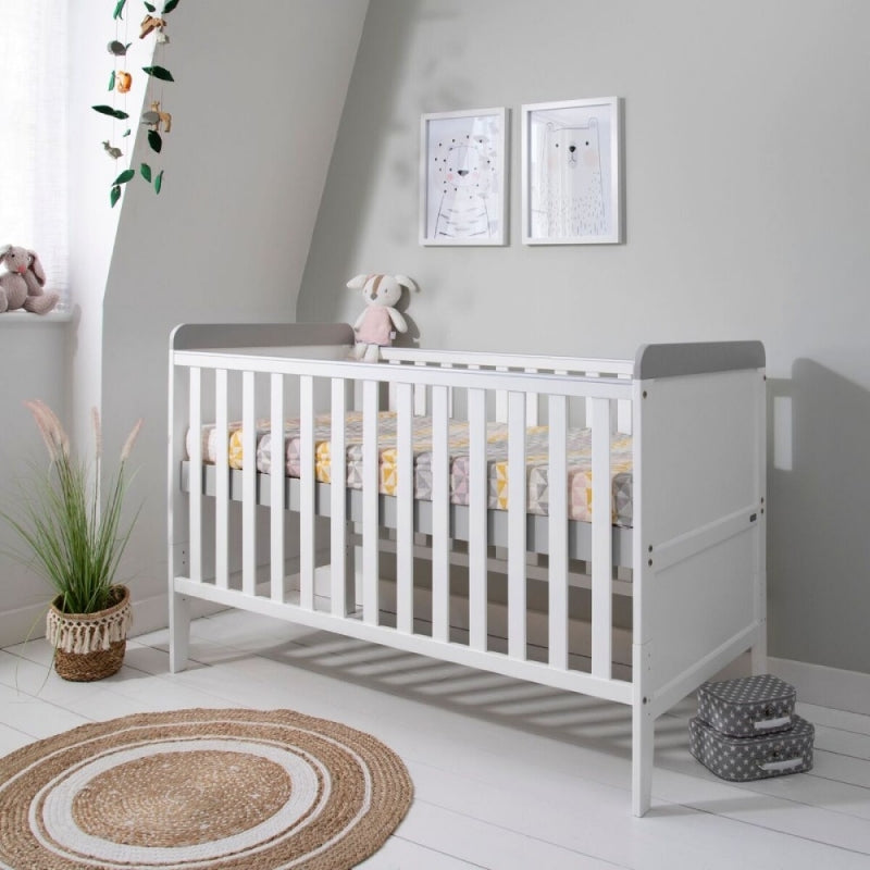 Tutti Bambini Rio Cot Bed Bundle Including Cot Top Changer & Mattress-White/Dove Grey