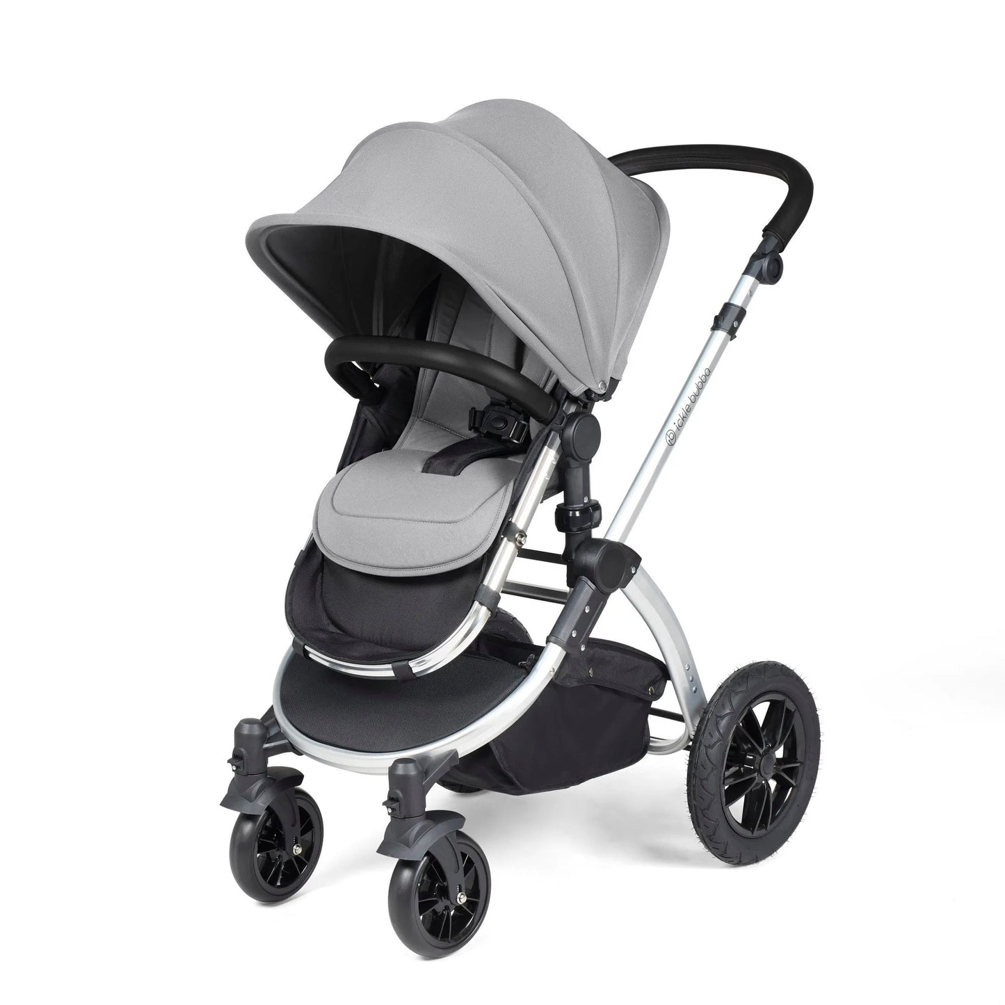 Ickle bubba Stomp Luxe All in One Premium i-Size Travel System with ISOFIX Base *Pearl Grey   - Black handle