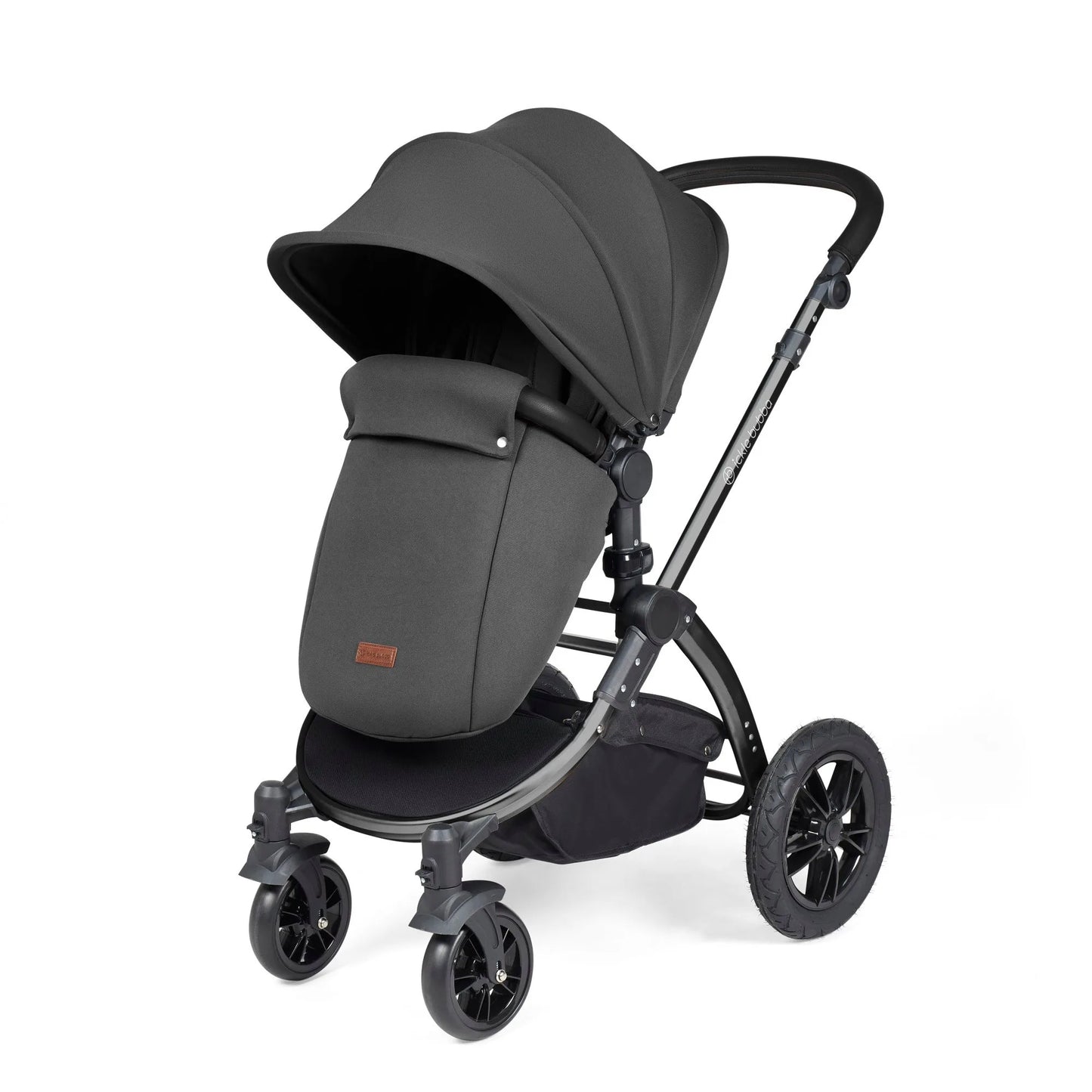 Ickle bubba Stomp Luxe All in One Premium i-Size Travel System with ISOFIX Base *Charcoal Grey  - Black  handle