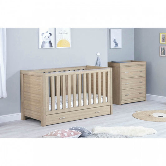 Babymore Luno 2 Piece Room Set with & Under Drawer-Oak