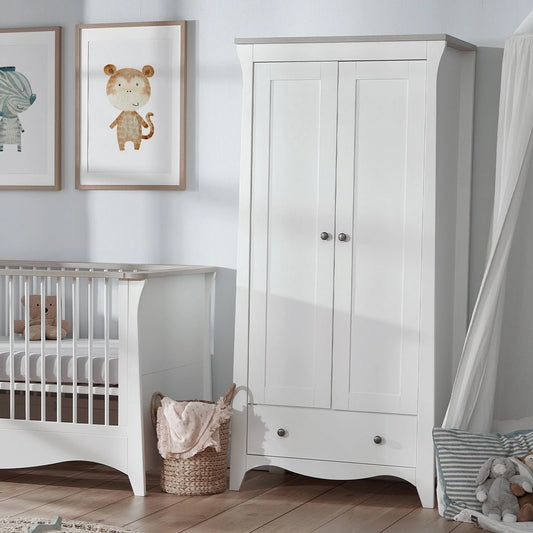 Cuddle Co Clara 2 Door Double Wardrobe - white & Ash