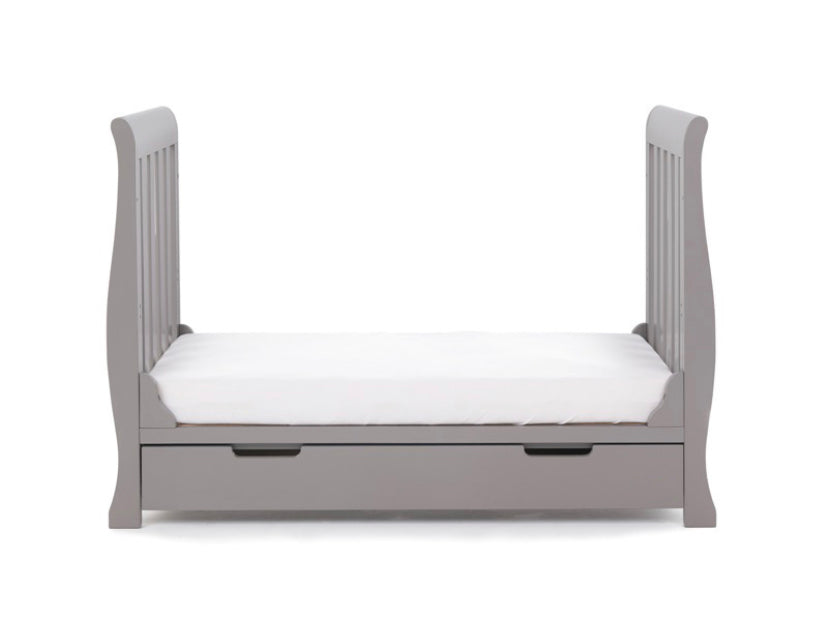 Obaby Stamford Sleigh Mini Cot Bed - Taupe Grey