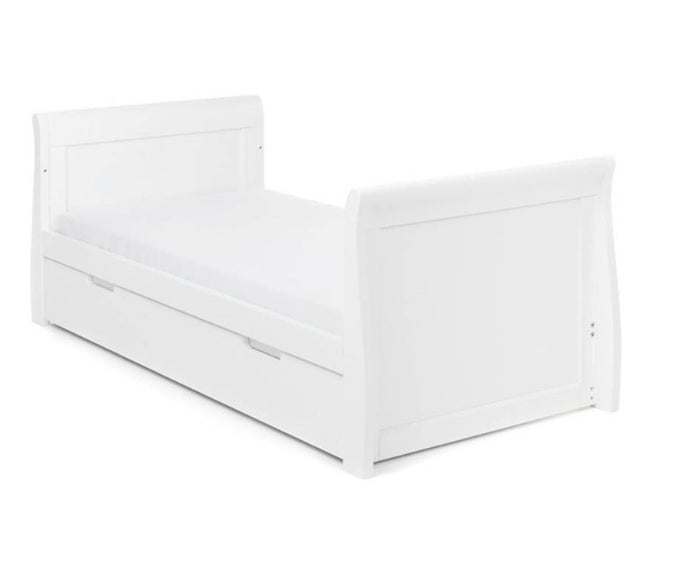 Obaby Stamford Classic Sleigh Cot Bed With Drawer - White