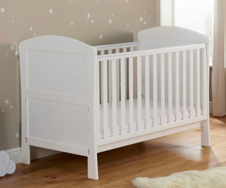 Babymore Aston drop side  Cot Bed & cot top changer- White