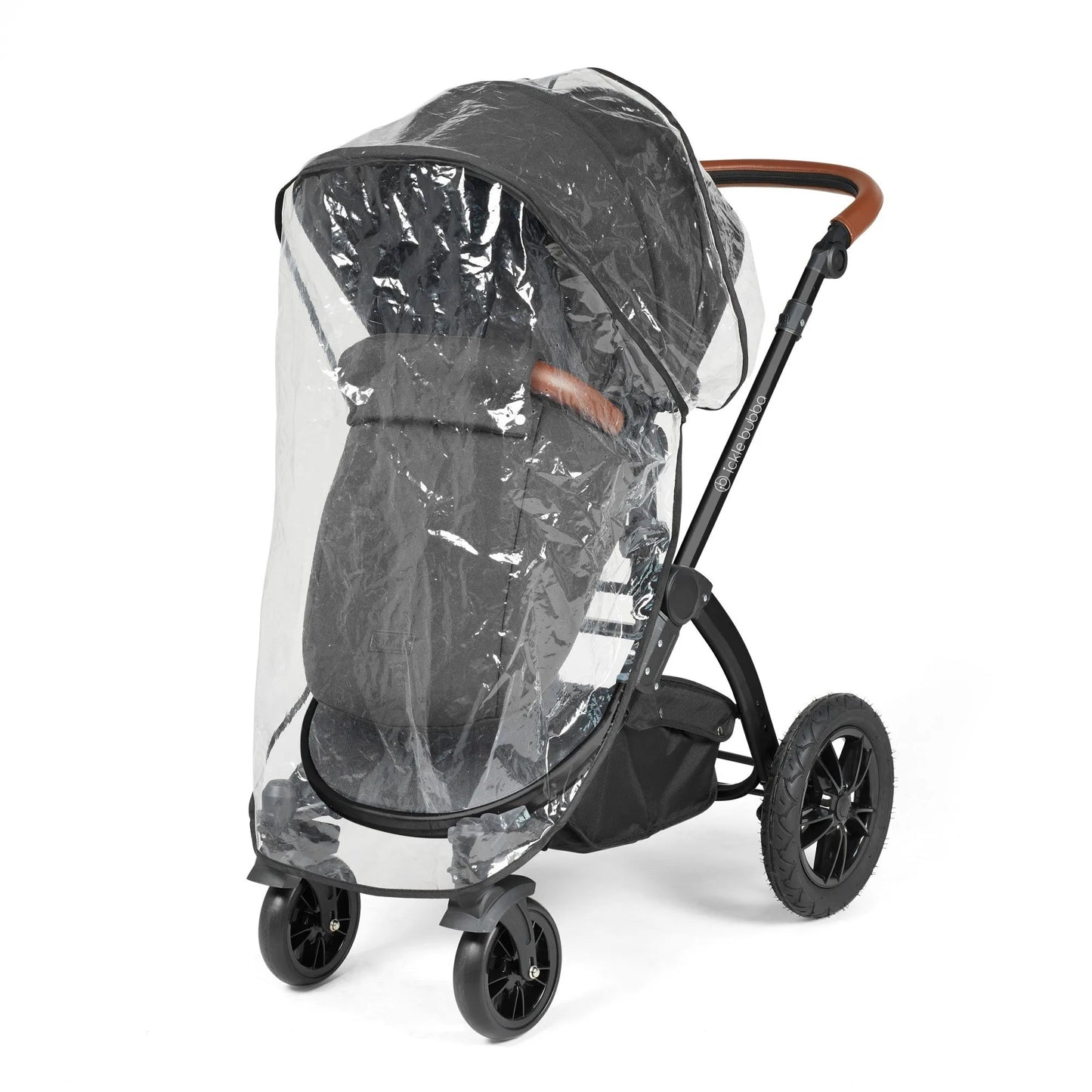 Ickle bubba Stomp Luxe All in One Premium i-Size Travel System with ISOFIX Base *Charcoal Grey  - Tan handle