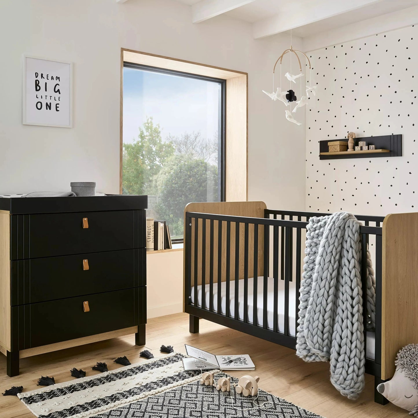 Cuddle Co Rafi 2 Piece Nursery Furniture Set - Oak & Black *pre order end of November