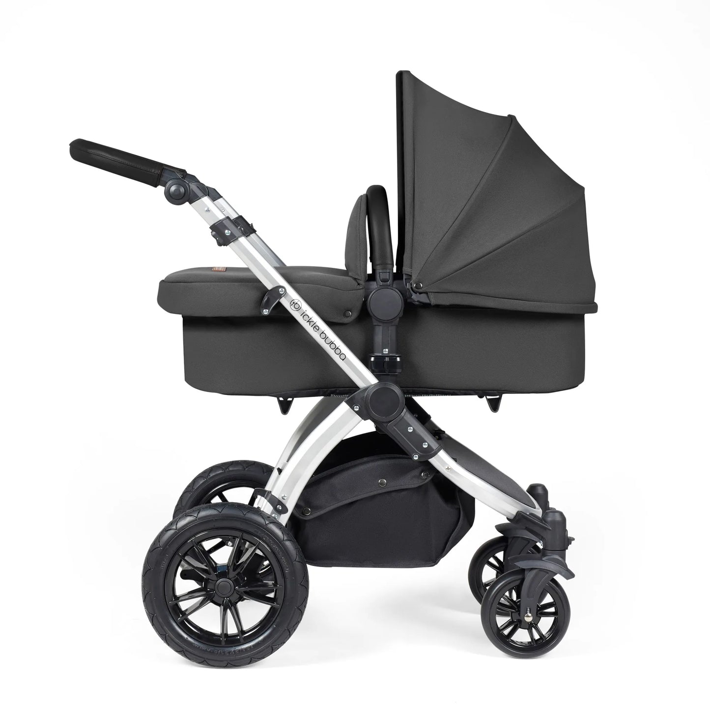 Ickle bubba Stomp Luxe All in One Premium i-Size Travel System with ISOFIX Base *Charcoal Grey  - Black  handle