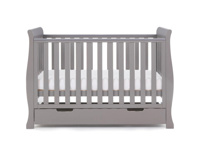 Obaby Stamford Sleigh Mini Cot Bed - Taupe Grey