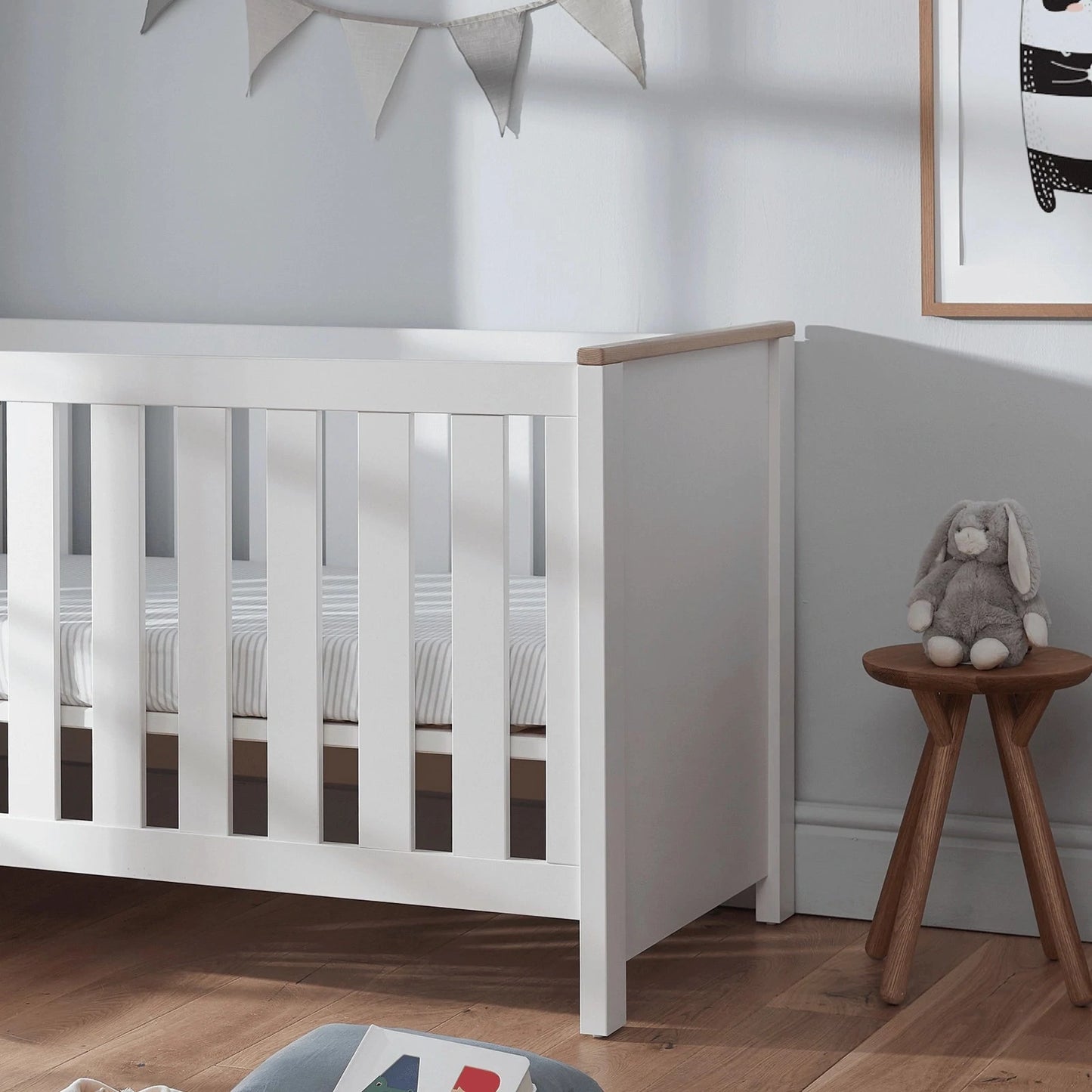 Cuddle Co Aylesbury 3 Piece Nursery Furniture Set (Cot Bed, Dresser & Wardrobe) - White & Ash