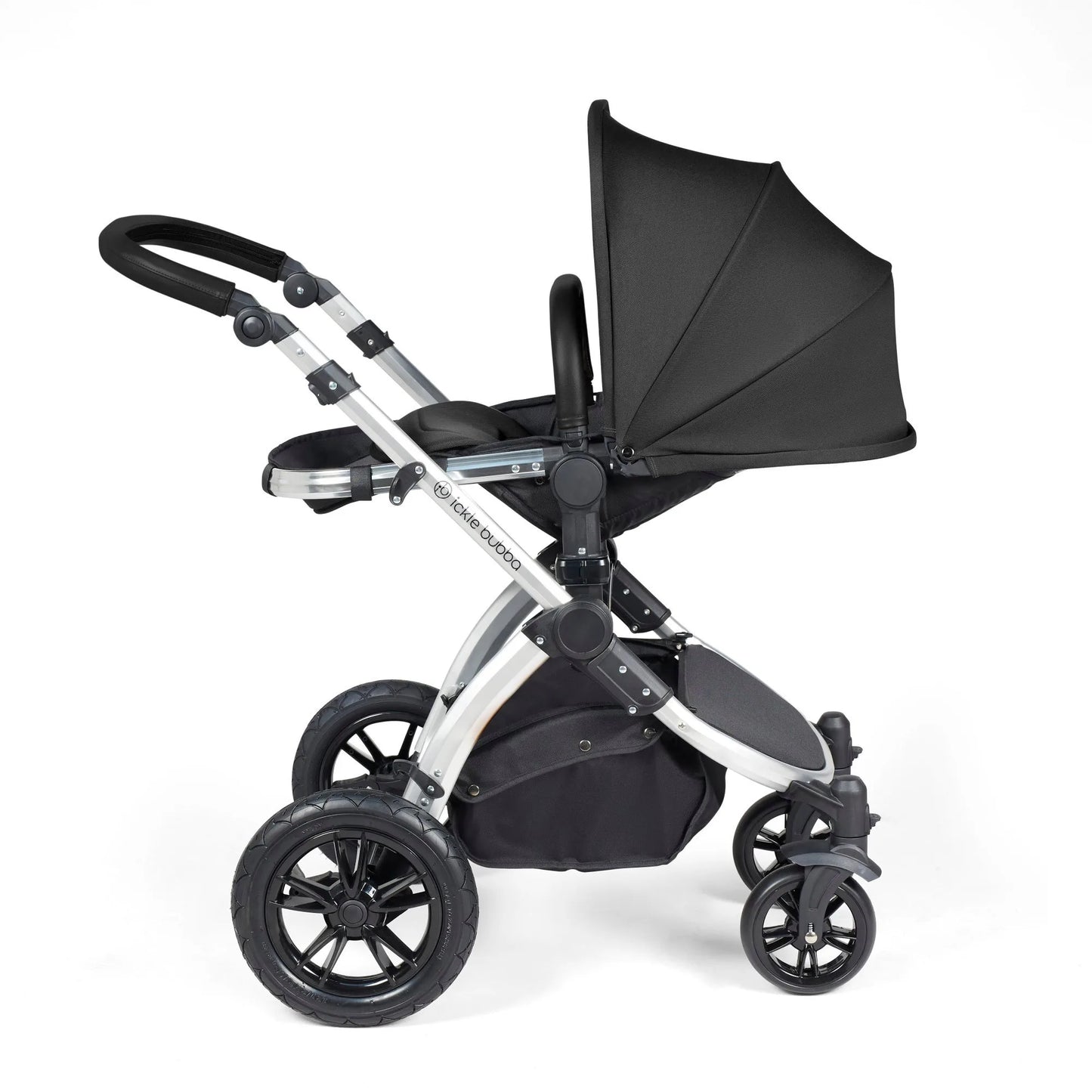 Ickle bubba Stomp Luxe All in One Premium i-Size Travel System with ISOFIX Base *Midnight - Black handle