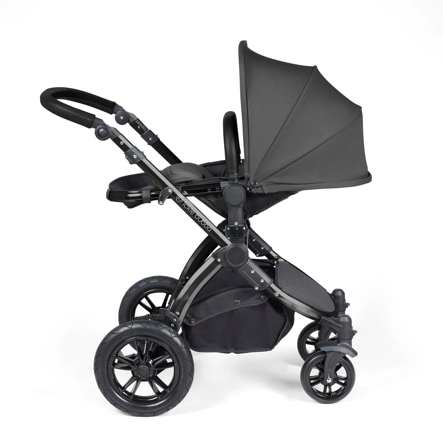 Ickle bubba Stomp Luxe All in One Premium i-Size Travel System with ISOFIX Base *Charcoal Grey  - Black  handle