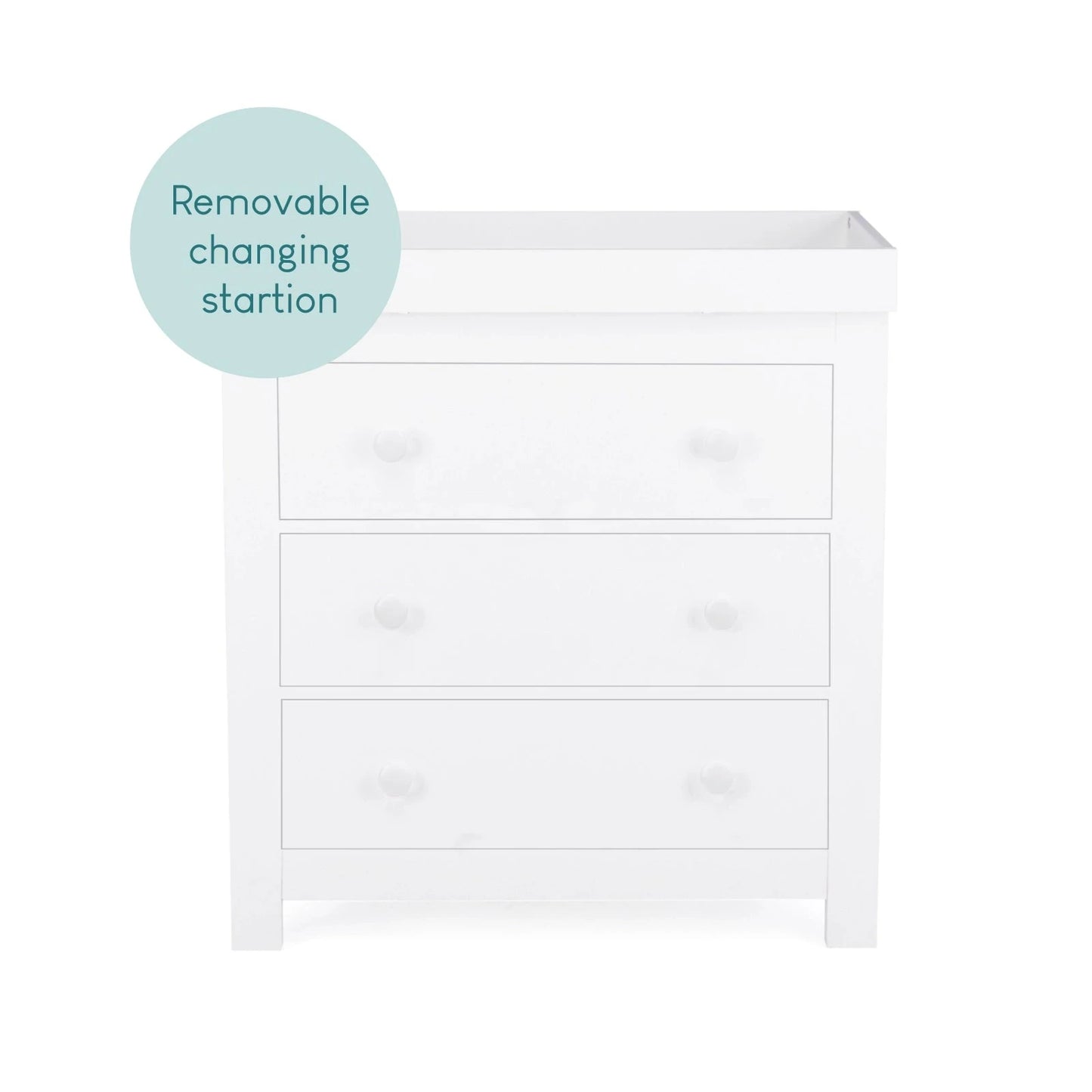 Cuddle Co Aylesbury 3 Piece Nursery Furniture Set (Cot Bed, Dresser & Wardrobe) - White