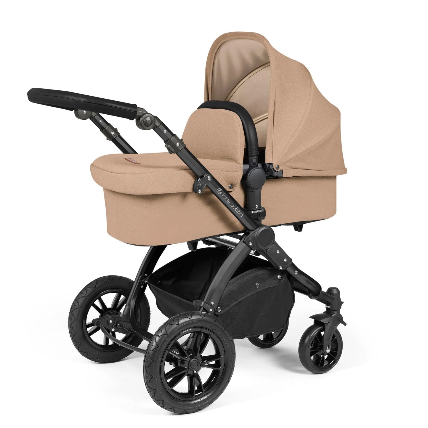 Ickle bubba Stomp Luxe All in One Premium i-Size Travel System with ISOFIX Base *Desert  - Black handle