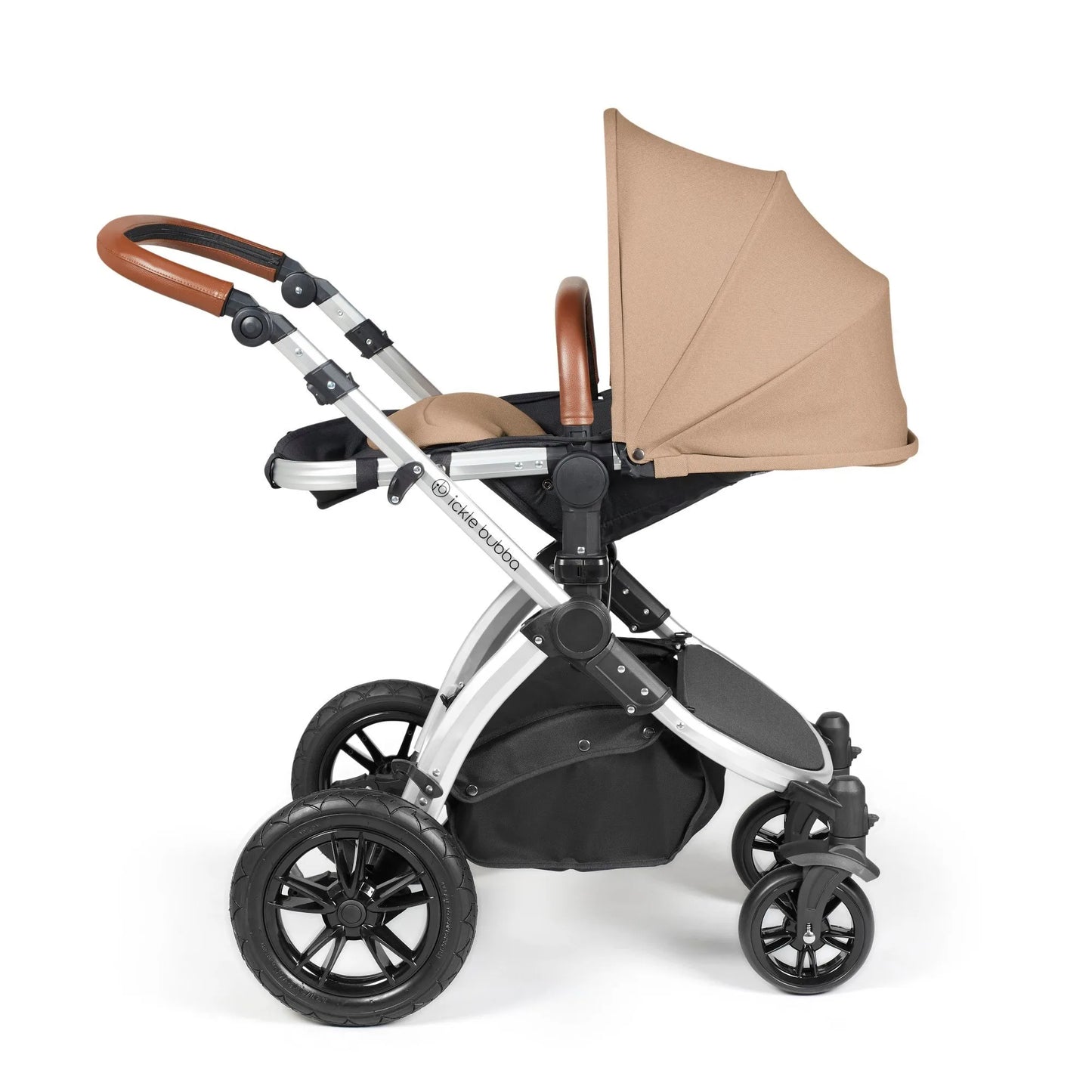 Ickle bubba Stomp Luxe All in One Premium i-Size Travel System with ISOFIX Base *Desert  - Tan handle