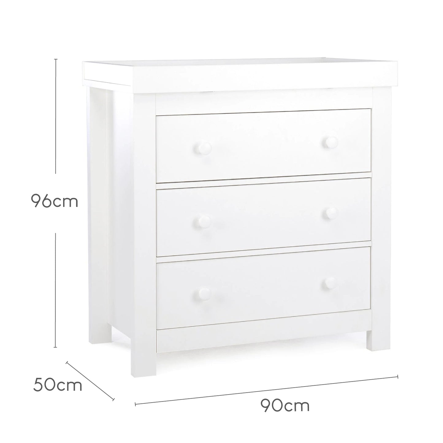 Cuddle Co Aylesbury 3 Piece Nursery Furniture Set (Cot Bed, Dresser & Wardrobe) - White