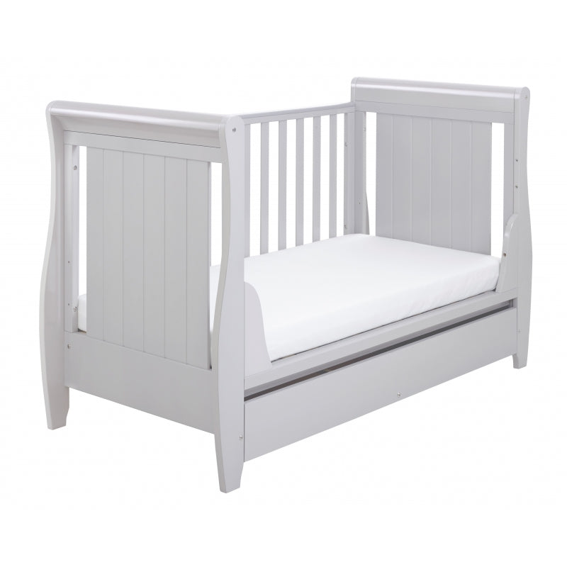 Babymore Stella Sleigh Drop Side  Convertible Cot Bed & foam mattress- Grey