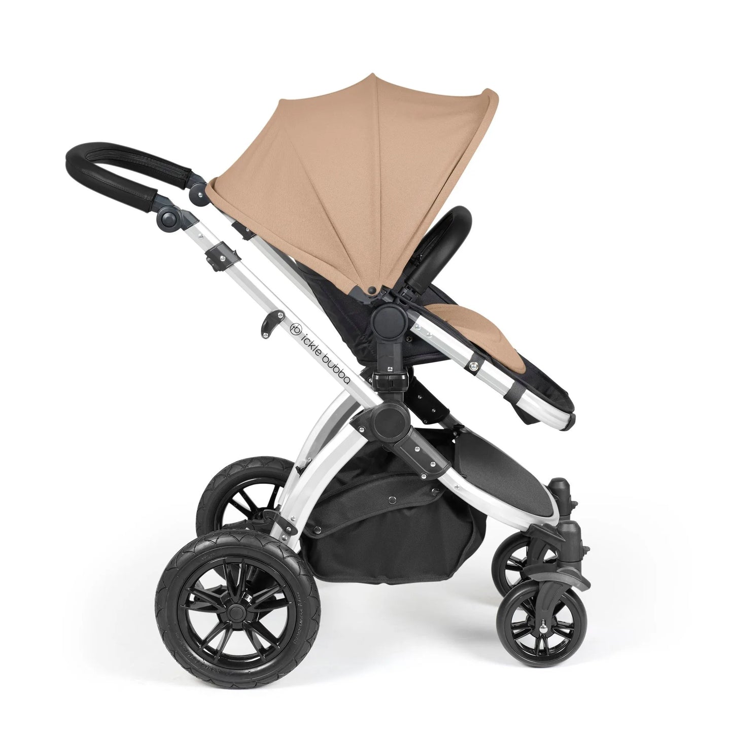 Ickle bubba Stomp Luxe All in One Premium i-Size Travel System with ISOFIX Base *Desert  - Black handle