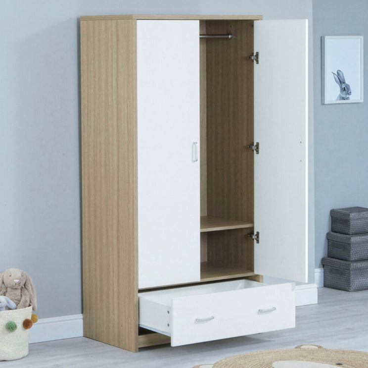 Babymore Luno  Veni  wardrobe  – Oak White