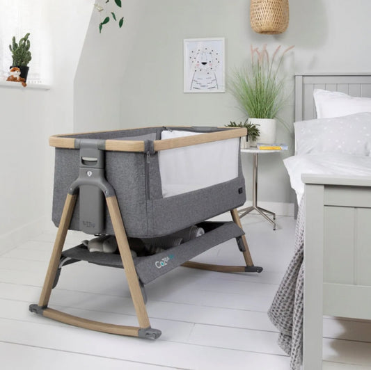 Tutti Bambini CoZee® Air Bedside Crib - Oak and Charcoal