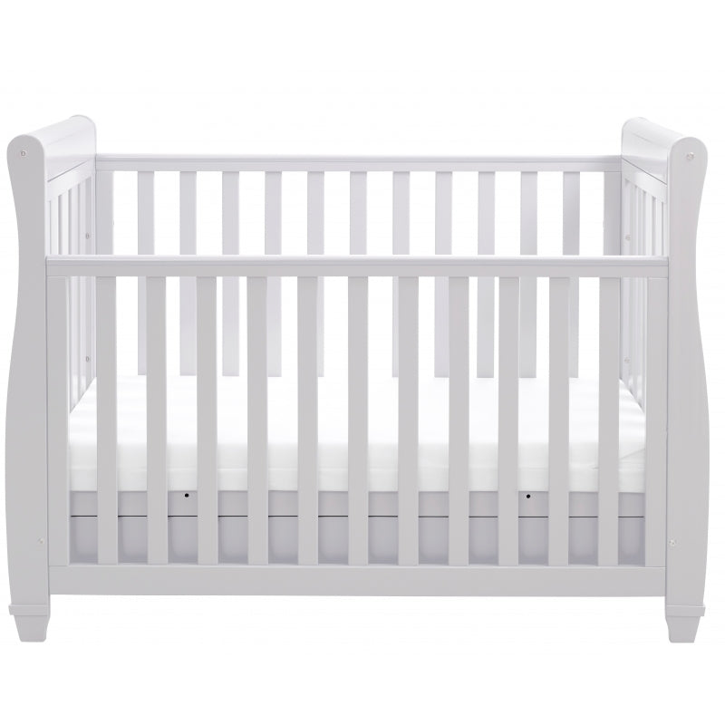 Babymore Eva Sleigh Cot Bed Drop side with Drawer-Grey