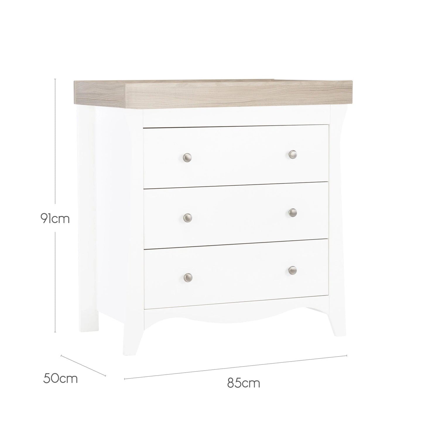 Cuddle Co Clara 3 Piece Nursery Furniture Set (Cot Bed, Wardrobe & Dresser) - White & Ash