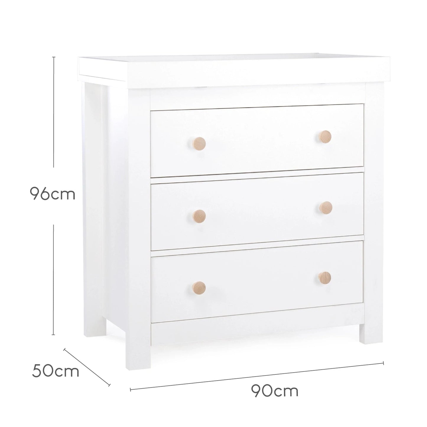 Cuddle Co Aylesbury 3 Piece Nursery Furniture Set (Cot Bed, Dresser & Wardrobe) - White & Ash