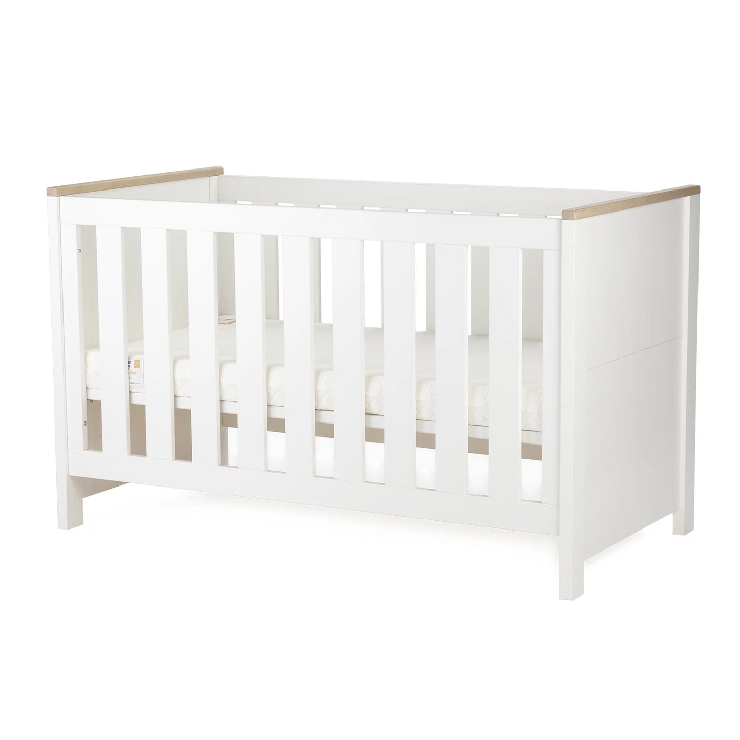Cuddle Co Luna 3 Piece Nursery Furniture Set (Cot Bed, Dresser & Wardrobe) - White & Oak