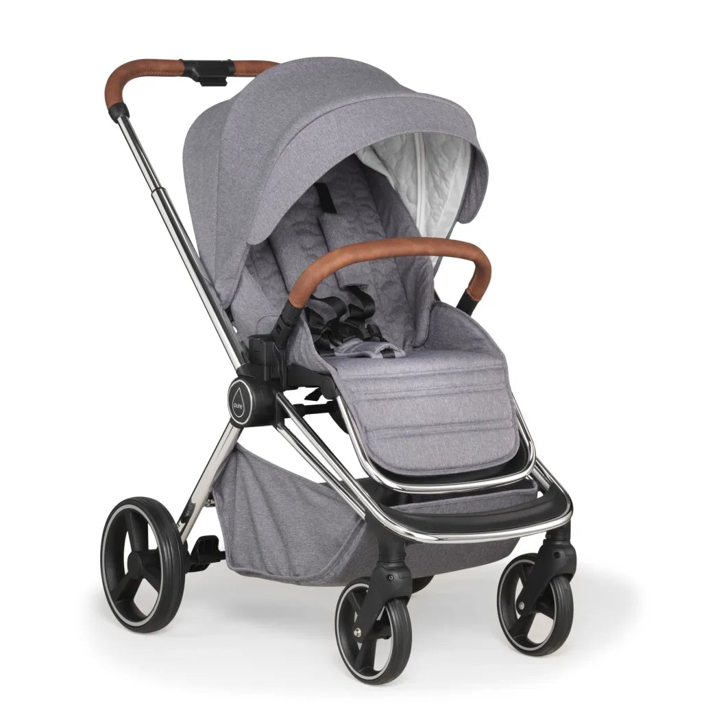 Mee-Go Pure 3in1 Travel System With Silver Chassis-Pearl Grey