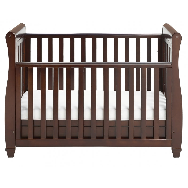 Babymore Eva Sleigh Cot Bed Drop side  with Drawer-Brown