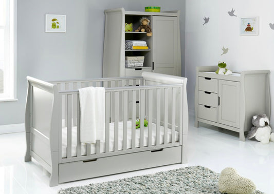 Obaby Stamford Classic Sleigh 3 Piece Room Set - Warm Grey