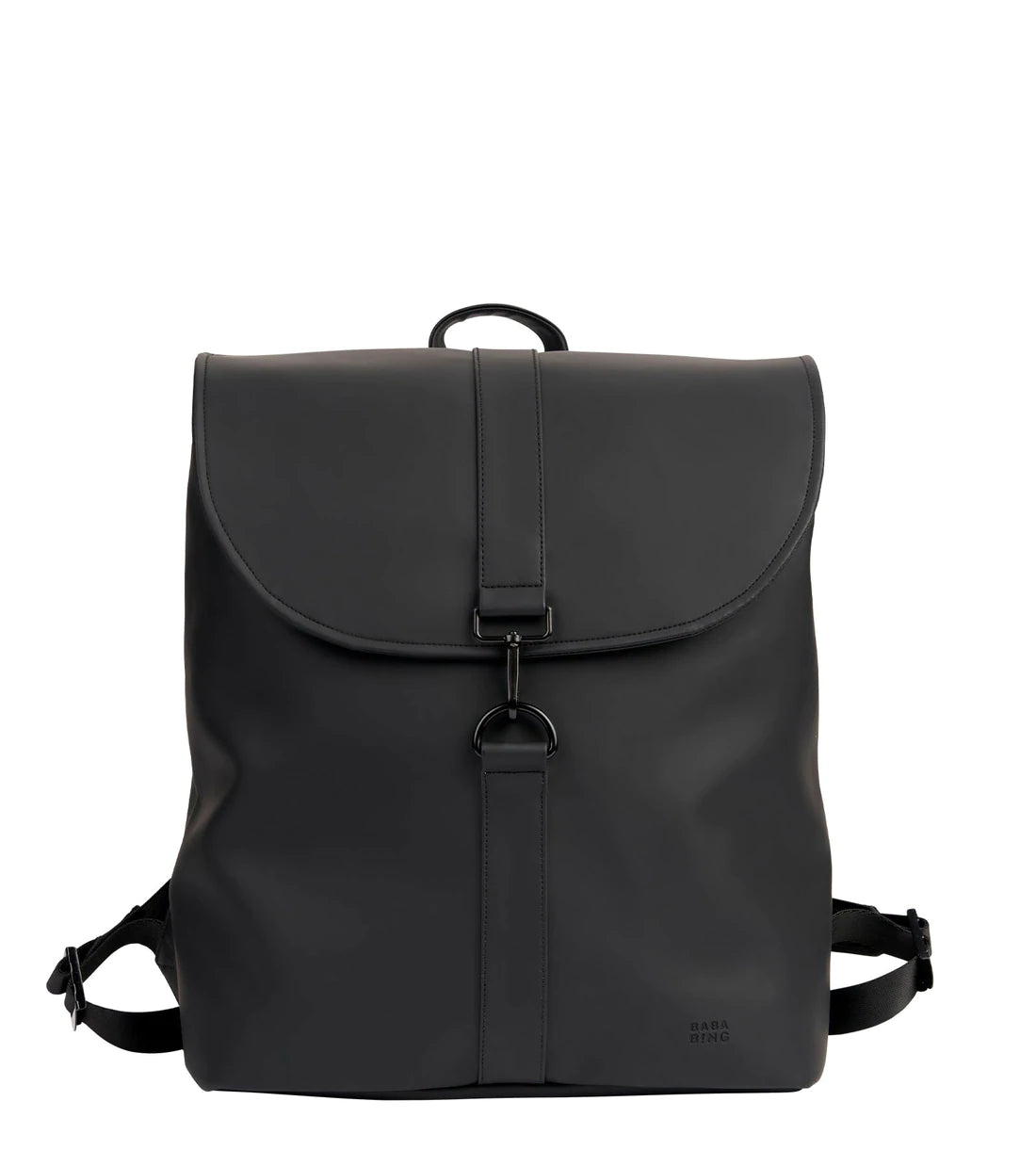 Black leather rucksack changing bag best sale