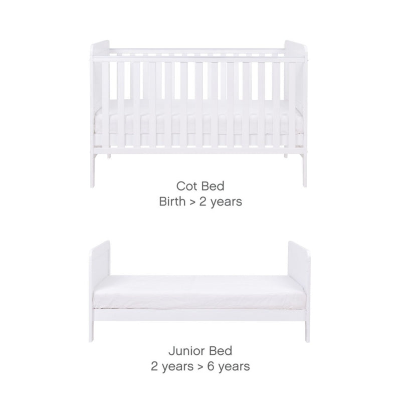 Tutti Bambini Rio Cot Bed Bundle Including Cot Top Changer & Mattress-White