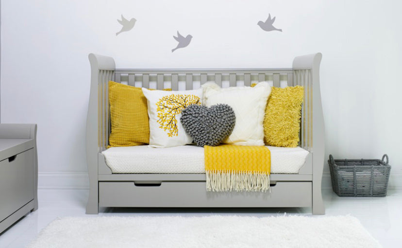 Obaby Stamford Sleigh Mini Cot Bed - Warm Grey