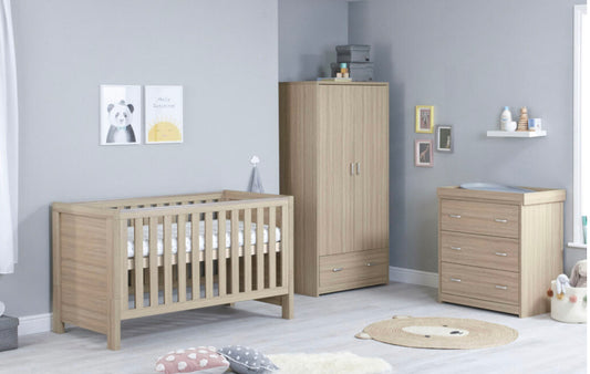 Babymore Luno 3 Piece Furniture Room Set-Oak