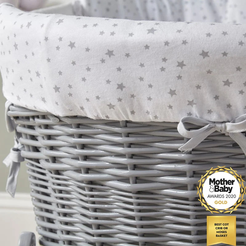 Grey wicker crib best sale