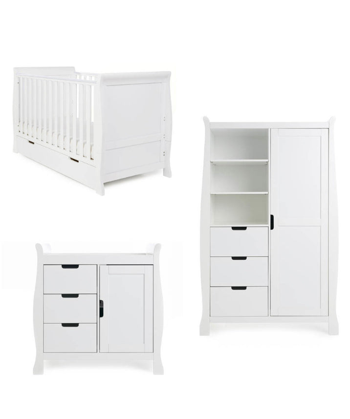 Obaby Stamford Classic Sleigh 3 Piece Room Set - White