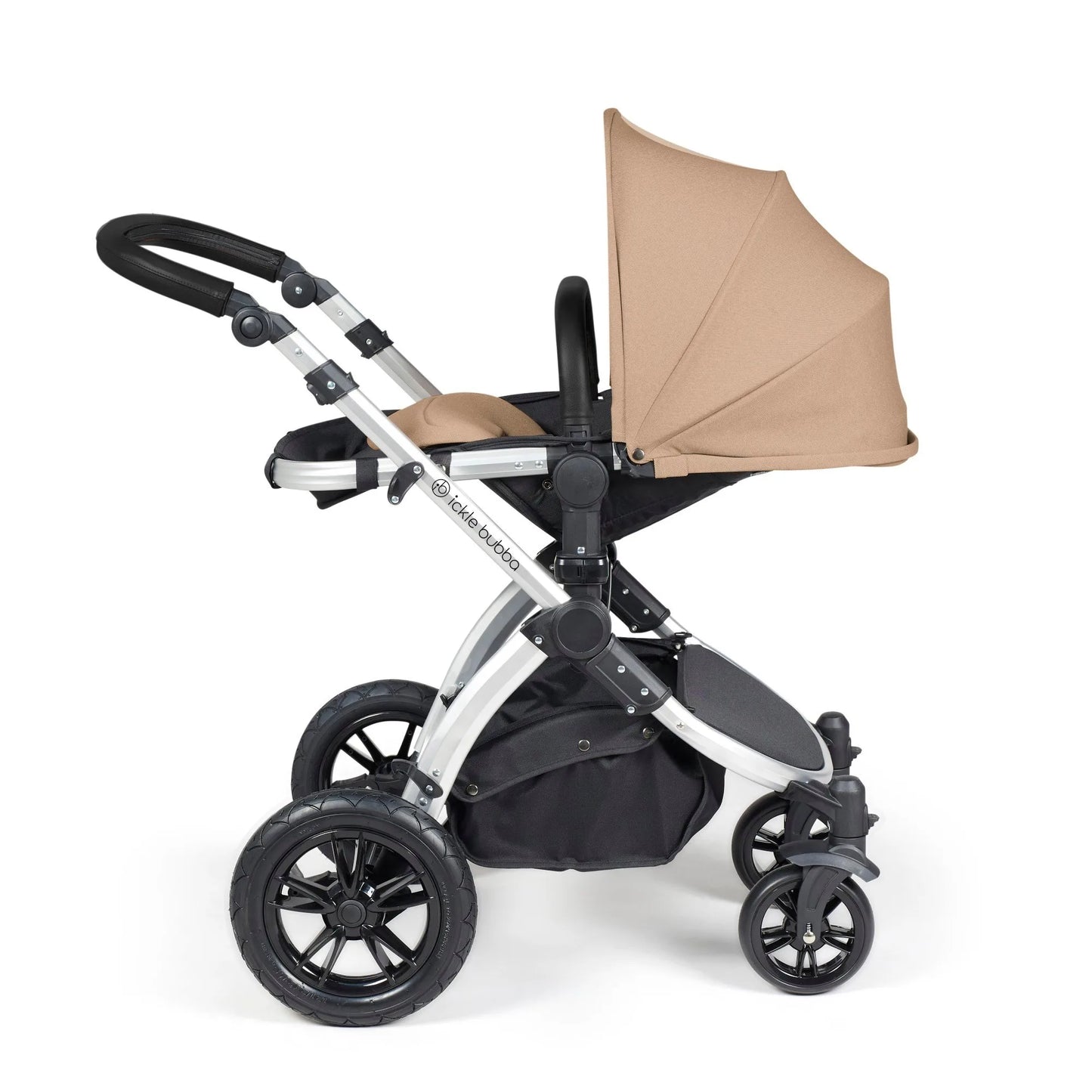 Ickle bubba Stomp Luxe All in One Premium i-Size Travel System with ISOFIX Base *Desert  - Black handle