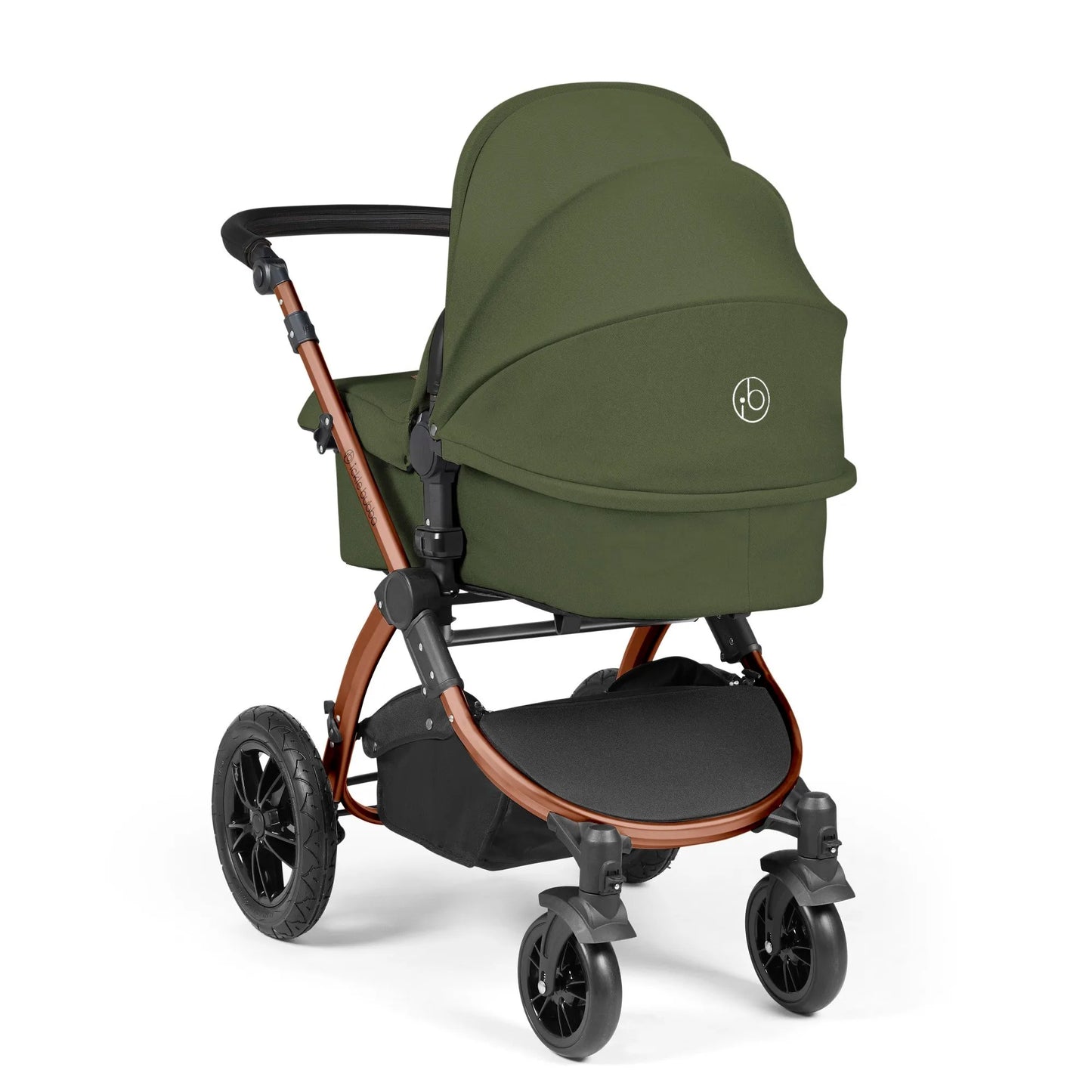 Ickle bubba Stomp Luxe All in One Premium  i-Size Travel System with ISOFIX Base *Woodland  - Black  handle